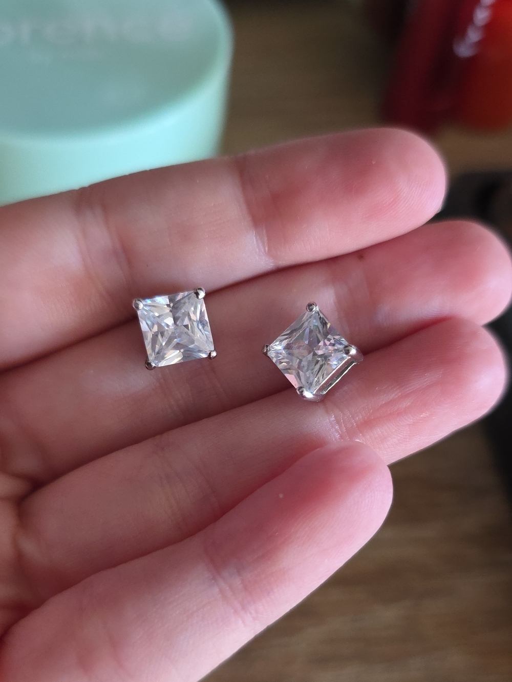 Classic Square CZ Stud Earrings - Clear Silver
